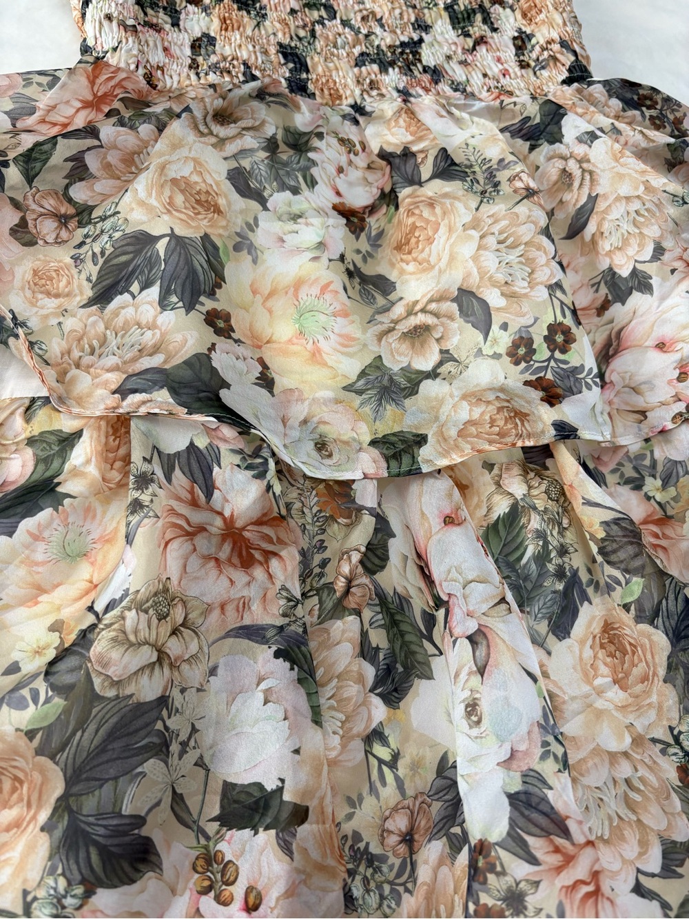 Sophie Forever & Always Organza Midi Dress Med Floral Smocked Tiered Cottagecore - Picture 10 of 14